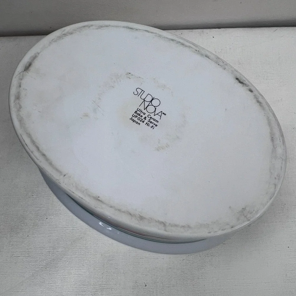 Studio Nova Ultra Ceram Bake Serve‎ Dish UP024 Hi Fi Japan Oval Casserole Lid
